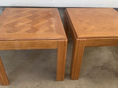 Matching Solid Oak End Tables