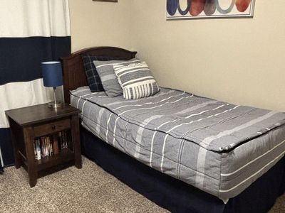 Wooden Twin Size Bed Frame with Headboard - Dark Brown Wood Slats