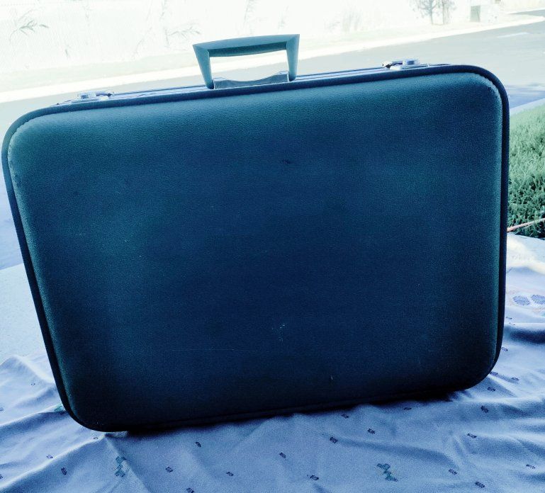 Vintage Green Hard Shell Suitcase with Quilted Interior