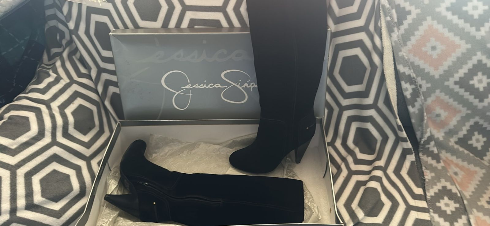 Jessica Simpson VIRNICA2 Black Split Suede Knee-High Boots - Size 7.5M