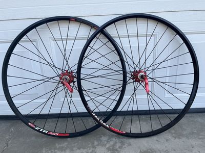 Industries Nine 26 Inch Disc Wheelset with Red Hubs Laced to ZTR 355 Rims with Skewers