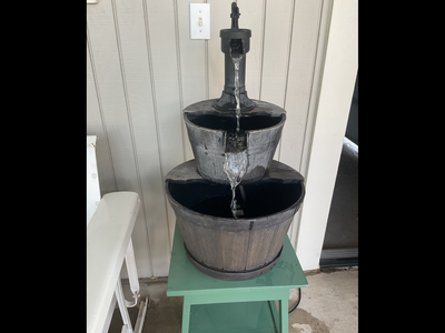 2 Tiered 28” Plastic Barrel and Pump Water Fountain