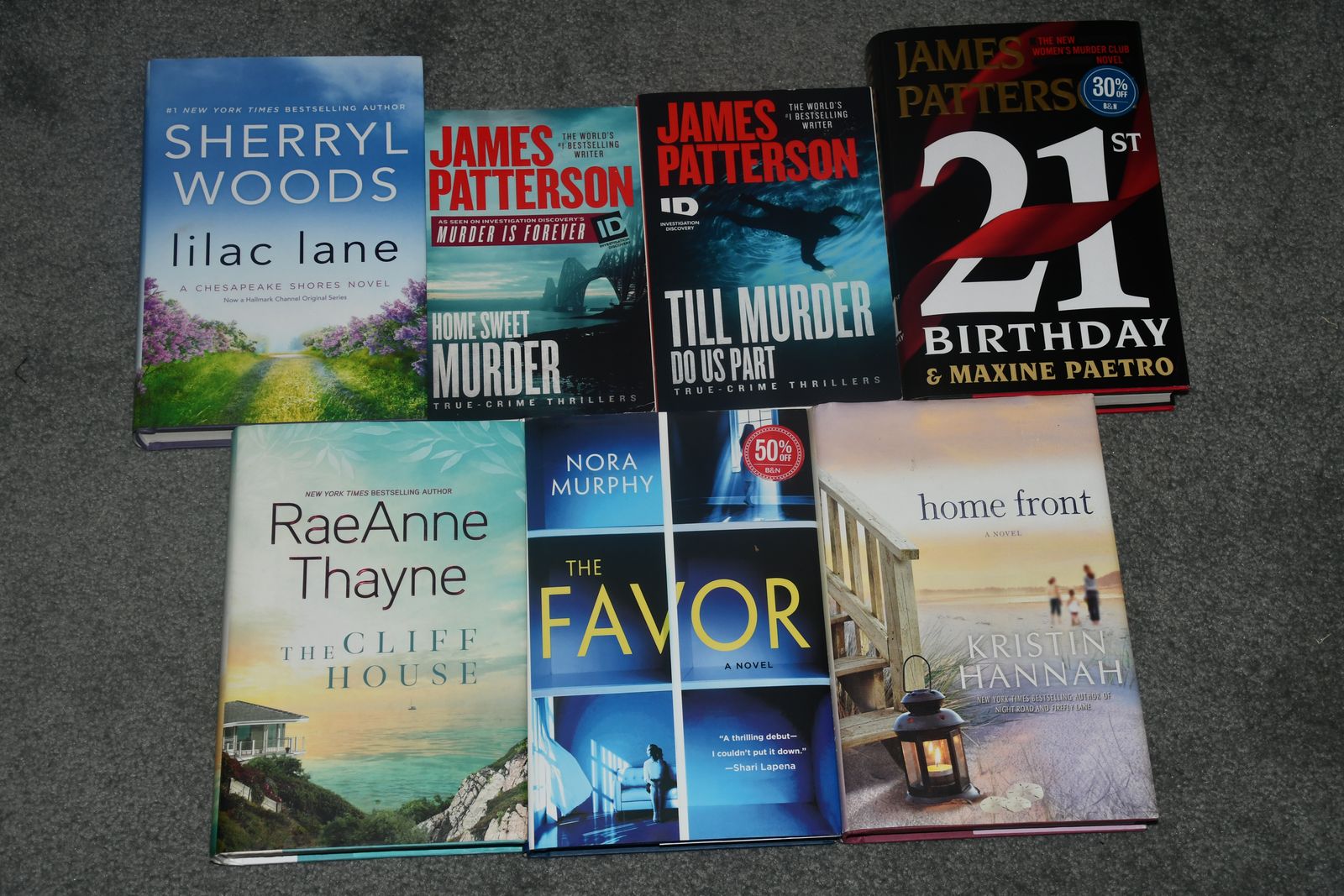 7 BEACH READ BOOKS ~ JAMES PATTERSON, HOMEFRONT, LILAC LANE, CLIFF HOUSE, FAVOR