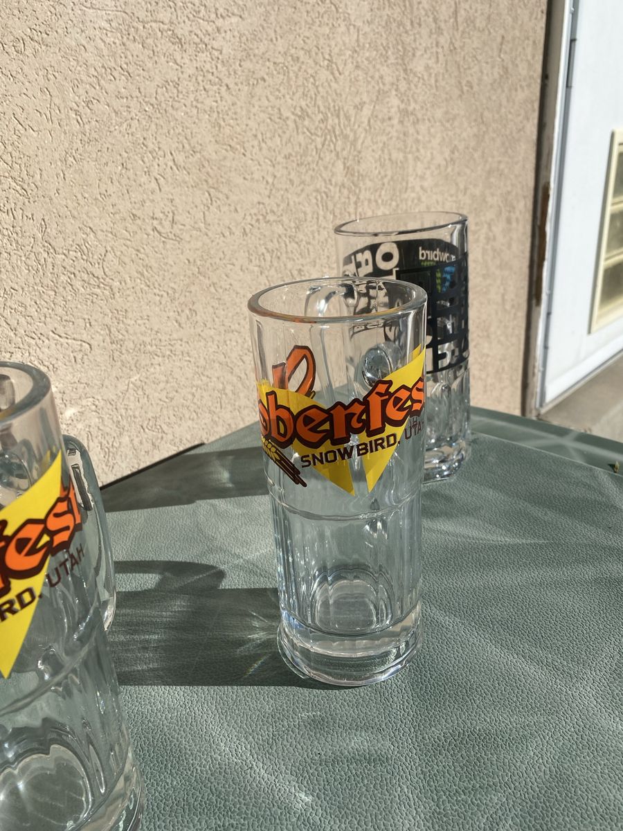 Snowbird Oktoberfest Glass Beer Mugs - Collectible Souvenir Drinkware