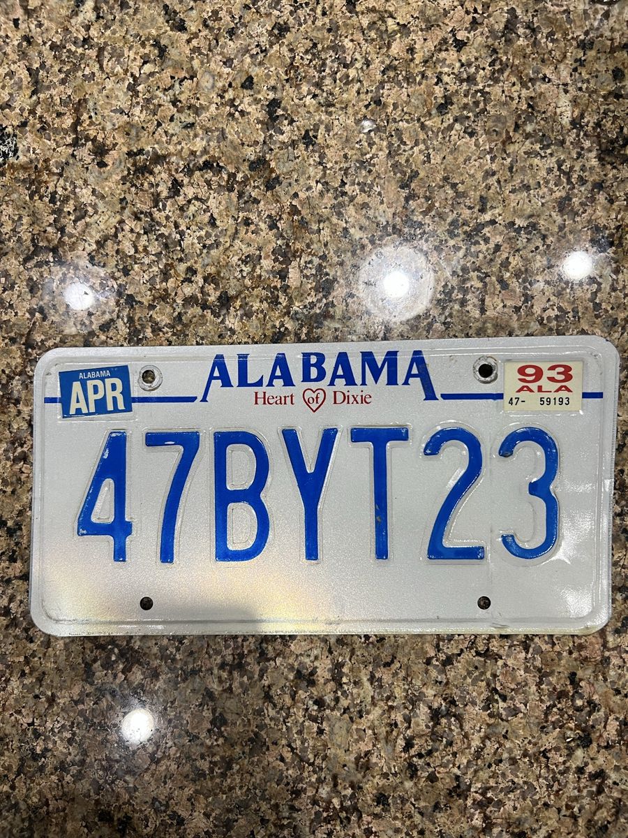 Vintage 1993 Alabama License Plate - "Heart of Dixie" - Collector's Item