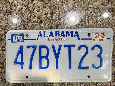 Vintage 1993 Alabama License Plate - "Heart of Dixie" - Collector's Item