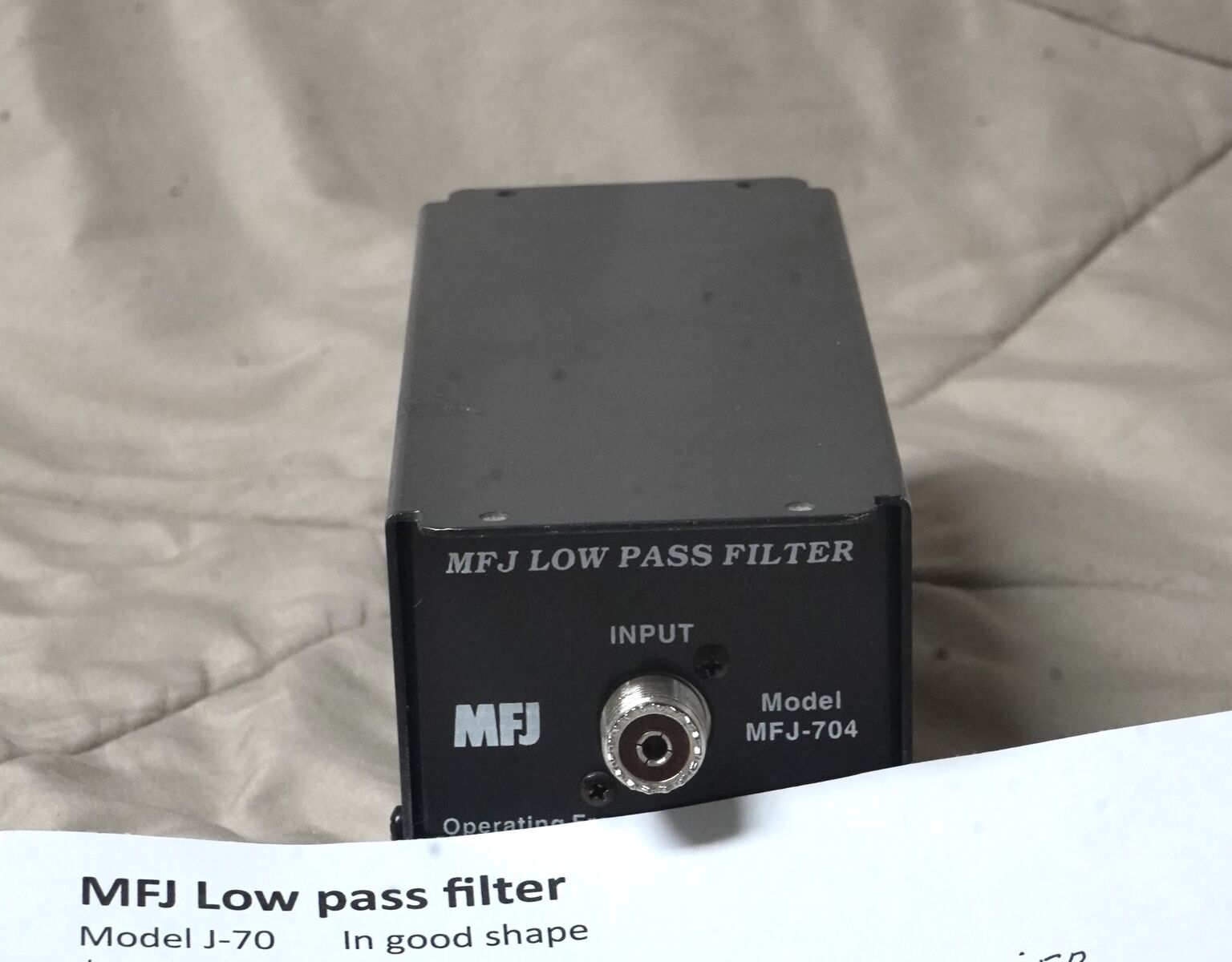 MFJ low pass filter.  	Model -704  output.