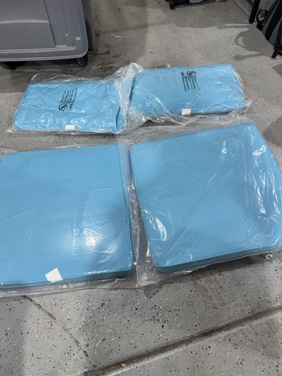 Set of Blue Patio Furniture Cushions 26x26 and 26x16