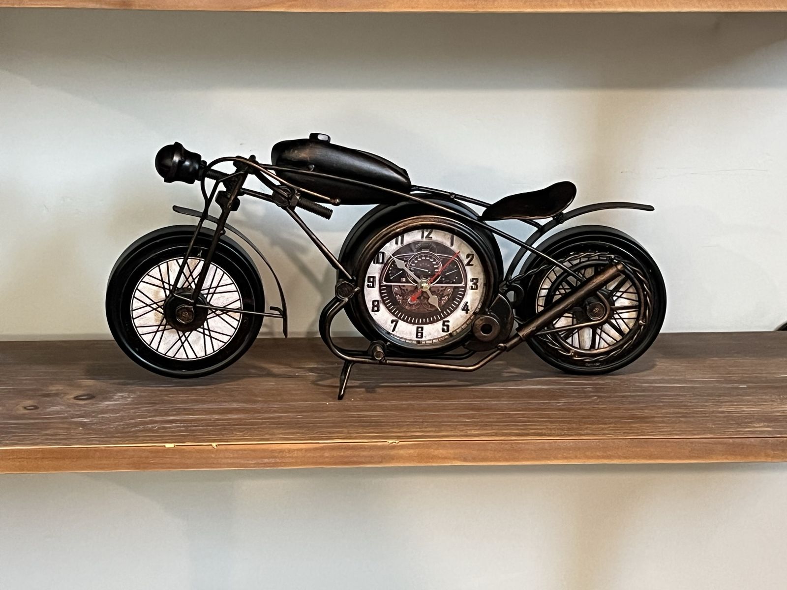 YOUKI Metal Motorcycle Desk Shelf Clock Vintage Decor