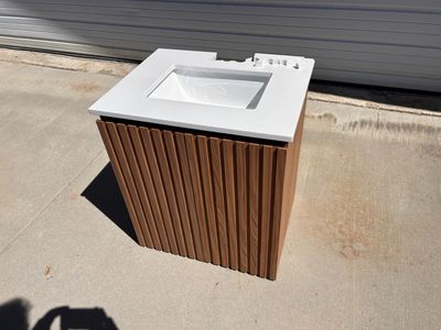 New 25” wide bathroom vanity, sink needs replaced