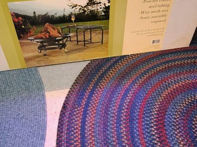 Garden Place Firepit Bench - Powder Coated Steel Tubing, Wire Mesh Seat . NEW.