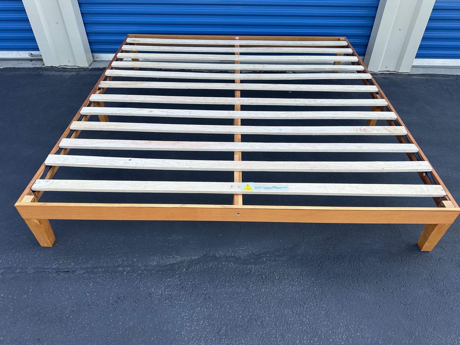 Modern King Platform Bed with Wood Slats