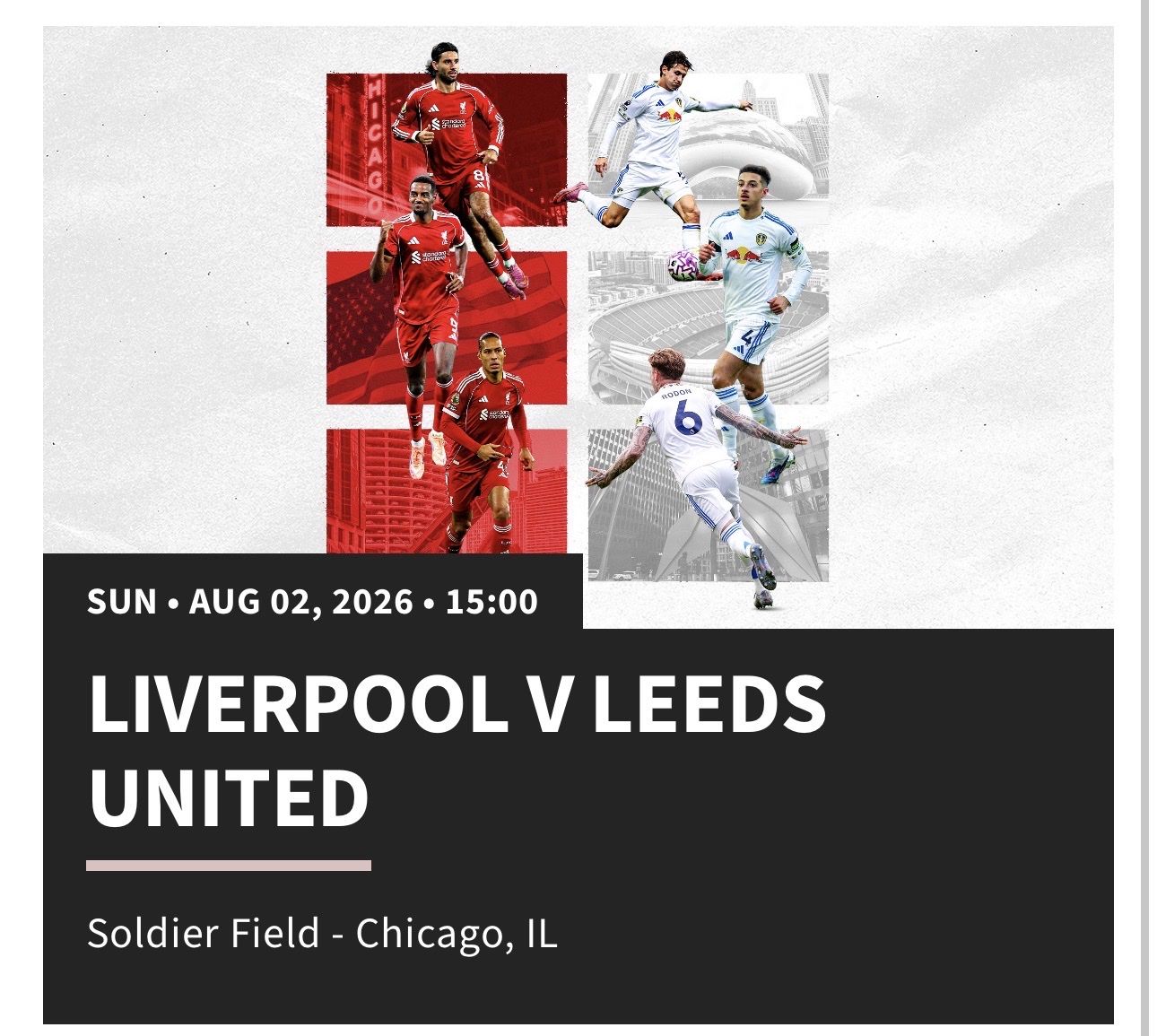 Liverpool FC vs Leeds FC Row 1 seats