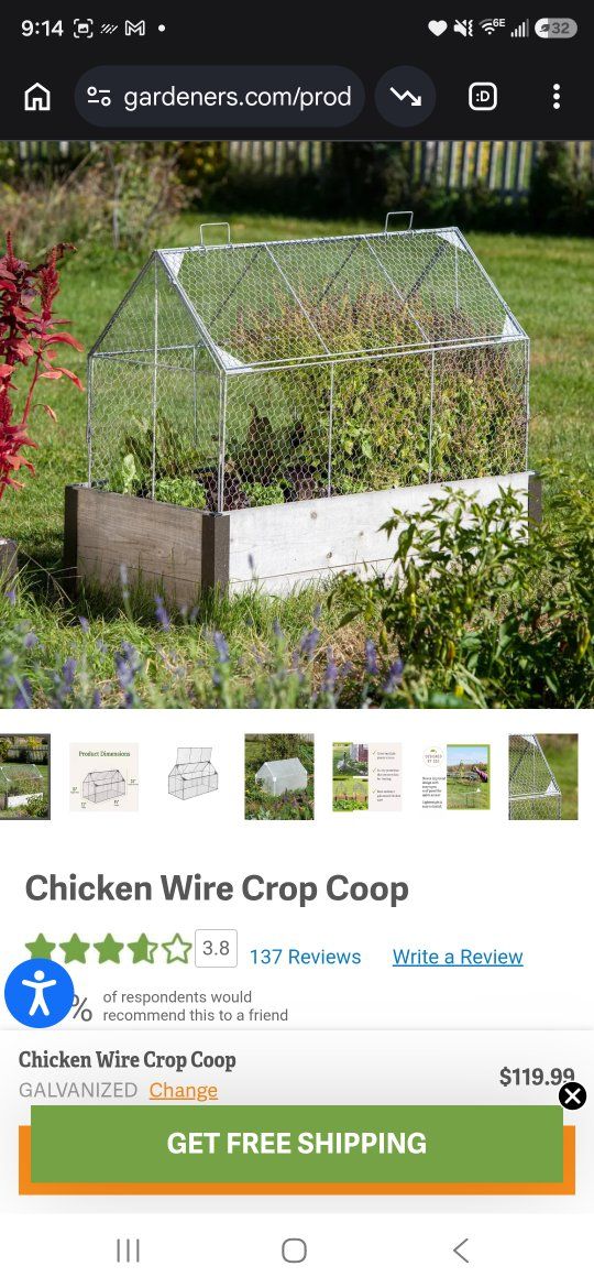 Gardens Alive Chicken Wire Crop Coop - Galvanized Plant & Crop Protection