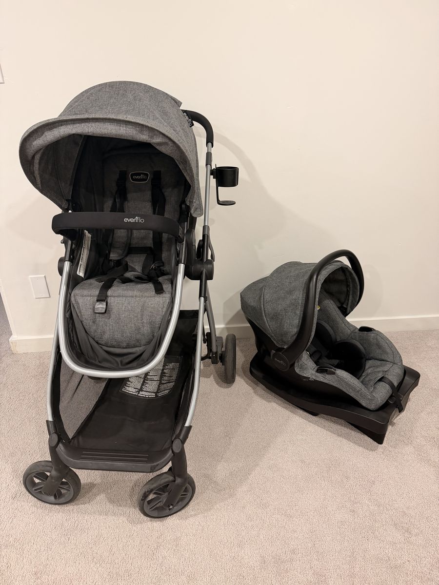 Evenflo Omni Plus Modular Travel System w/ LiteMax Sport Infant Car Seat, Mylar Gray