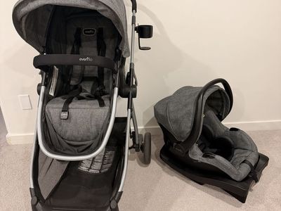 Evenflo Omni Plus Modular Travel System w/ LiteMax Sport Infant Car Seat, Mylar Gray