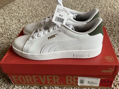 Puma Men's Ace Court Shoes White/Olive Green Size 8.5 US - New with Box