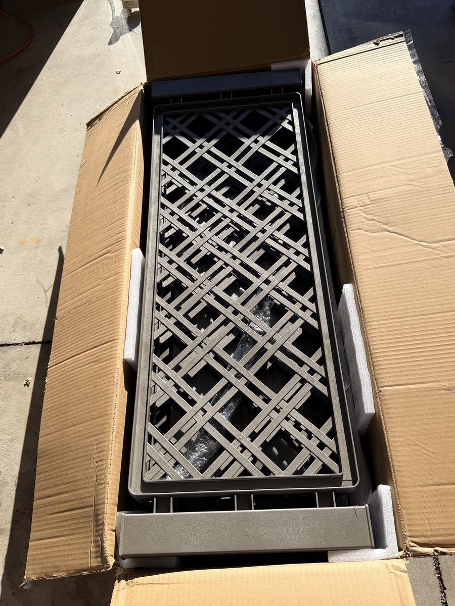 New Outdoor Patio Plastic Privacy Screen Planter Box with Wheels, Trellis Design