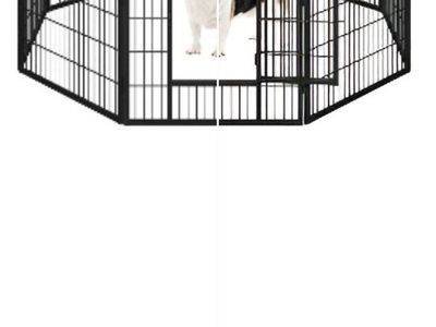 Yaheetech 610657 Black Heavy Duty-Panel Pet Playpen Dog Exercise Barrier Fence Cage