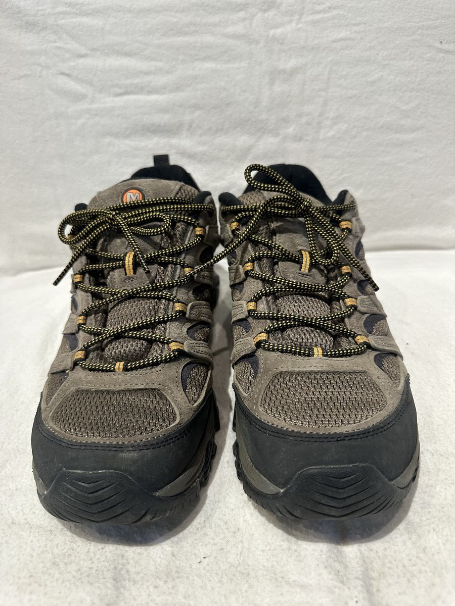 Merrell men’s size 12 Brown Leather/mesh orange trim, hiking shoes