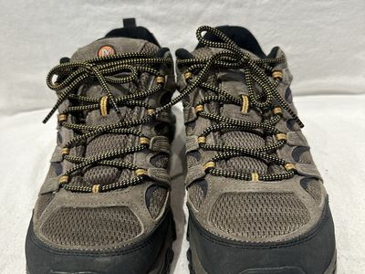 Merrell men’s size 12 Brown Leather/mesh orange trim, hiking shoes