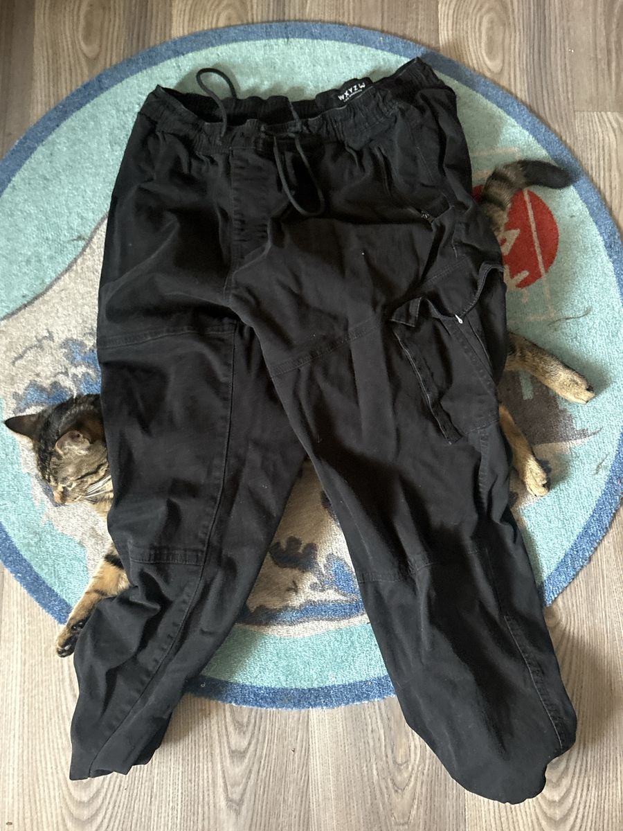 WXYZ Black Cargo Jogger Pants - XL, Drawstring Waist, Tapered Leg, Casual Comfort