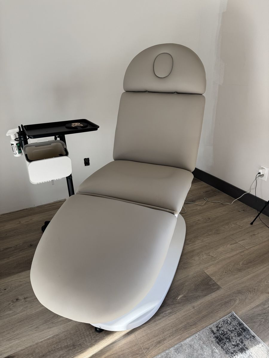 Electric Facial Bed/Massage Table - Beige/Grey, Adjustable, Multi-purpose Spa Chair