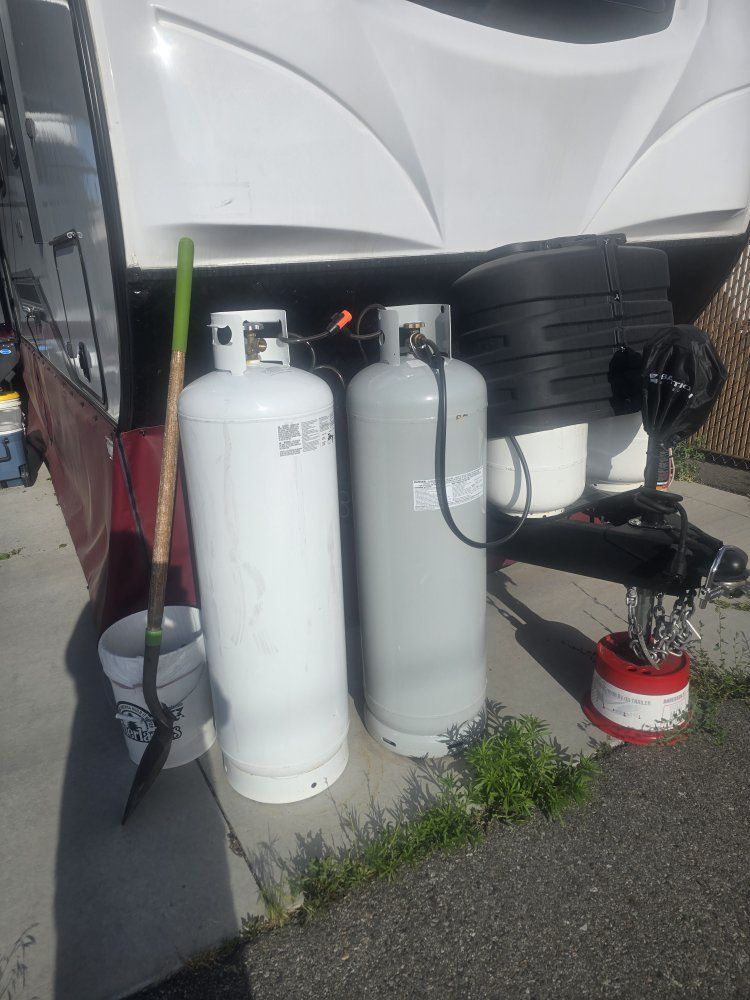 2x Propane Tanks, 40 lb (20 Gallon) RV/Trailer/Grill Refillable Cylinders
