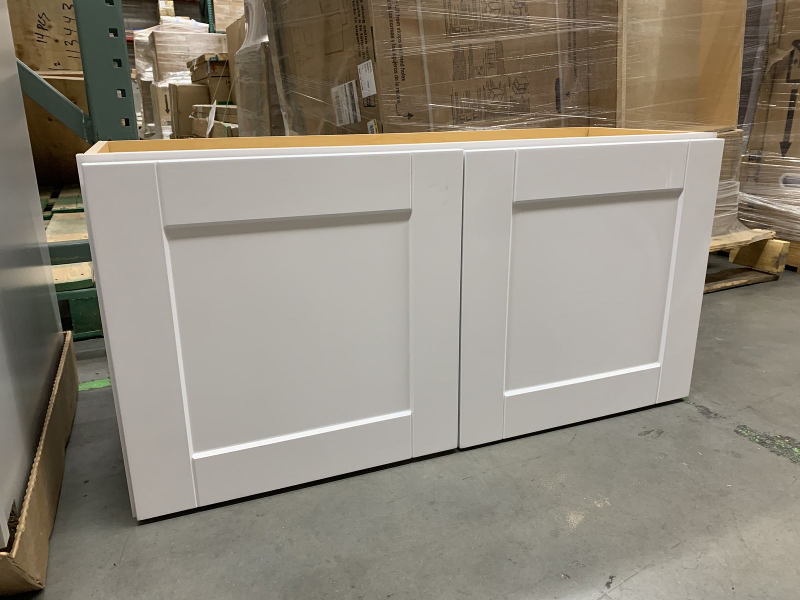 Hampton Bay Shaker 36 in. W x 12 in. D x 18 in. H Assembled Wall Bridge Kitchen Cabinet in Satin White
