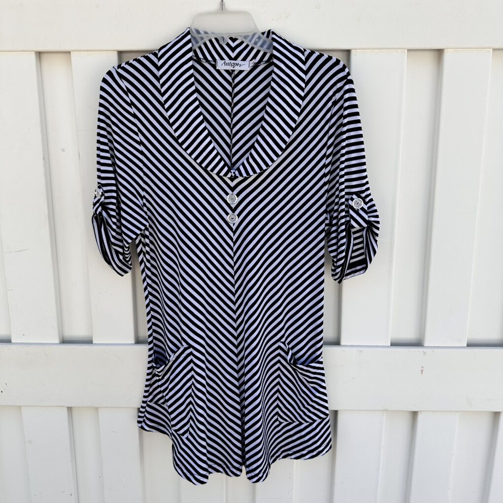 New Womens Striped Tunic Top