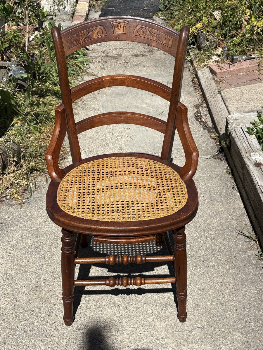 Antique Inlaid Cane Chair
