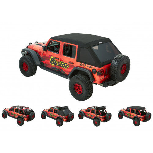 Bestop Black Twill Trektop Ultra Soft Top Jeep 2018-2025 JL Jeep Wrangler JL 4Door 54925-17