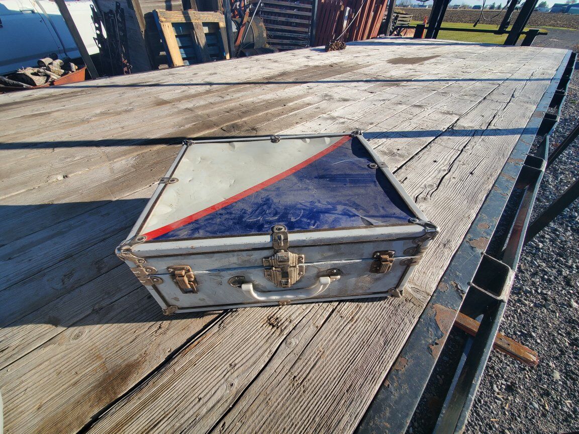 vintage small metal suitcase