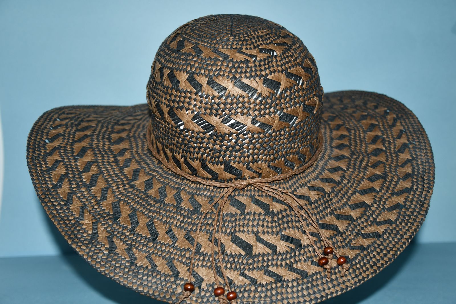 NWT ($24.99) SUN HAT ~ LIGHTWEIGHT ~ BROWN & BLACK PATTERN ~ ONE SIZE ~ BRIM LENGTH 4" ~ CUTE & CLEAN!