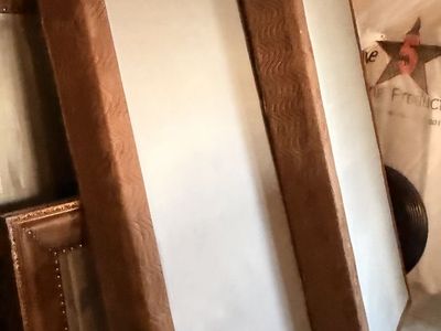 King Size Box Springs - Set of 2, Brown Patterned Fabric, Good Condition