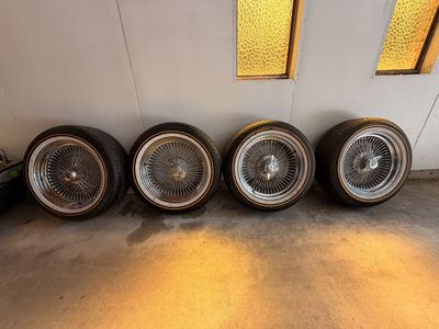 18-inch Spoke Rims with Vogue Tires, Knockoffs & Adapters - Set of 4