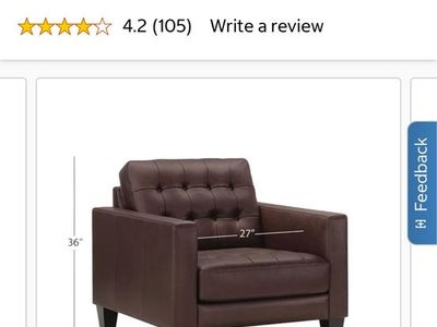 Abbyson Home Carabella 3-Piece Brown Leather Sofa, Loveseat & Chair Set - Used for Staging