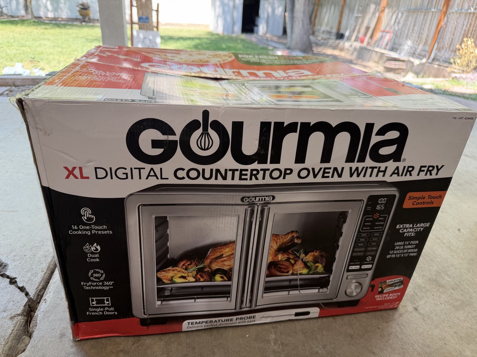 Gourmia XL Digital Countertop Oven with Air Fry - FryForce 360°, French Doors, 16 Presets