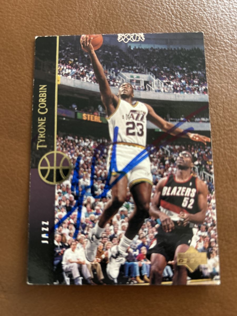 1995-96 Upper Deck Tyrone Corbin Jazz Autographed Basketball Card Hand Signed NBA