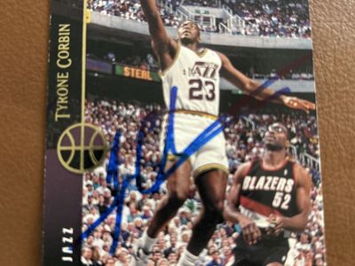1995-96 Upper Deck Tyrone Corbin Jazz Autographed Basketball Card Hand Signed NBA