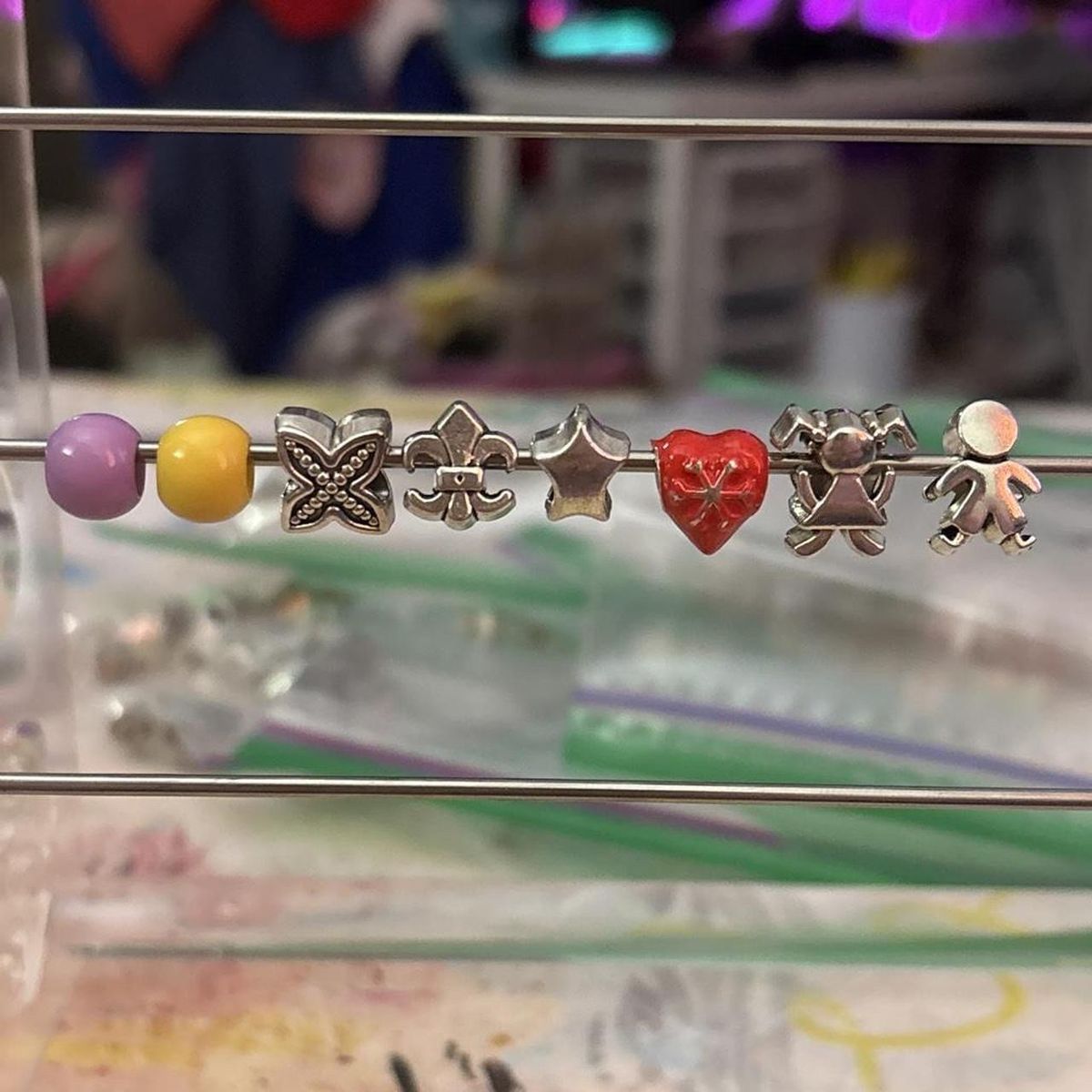 Assorted Charms & Beads - Butterfly, Fleur-de-lis, Star, Heart, Boy & Girl