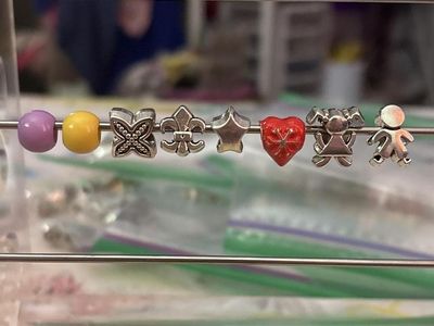 Assorted Charms & Beads - Butterfly, Fleur-de-lis, Star, Heart, Boy & Girl