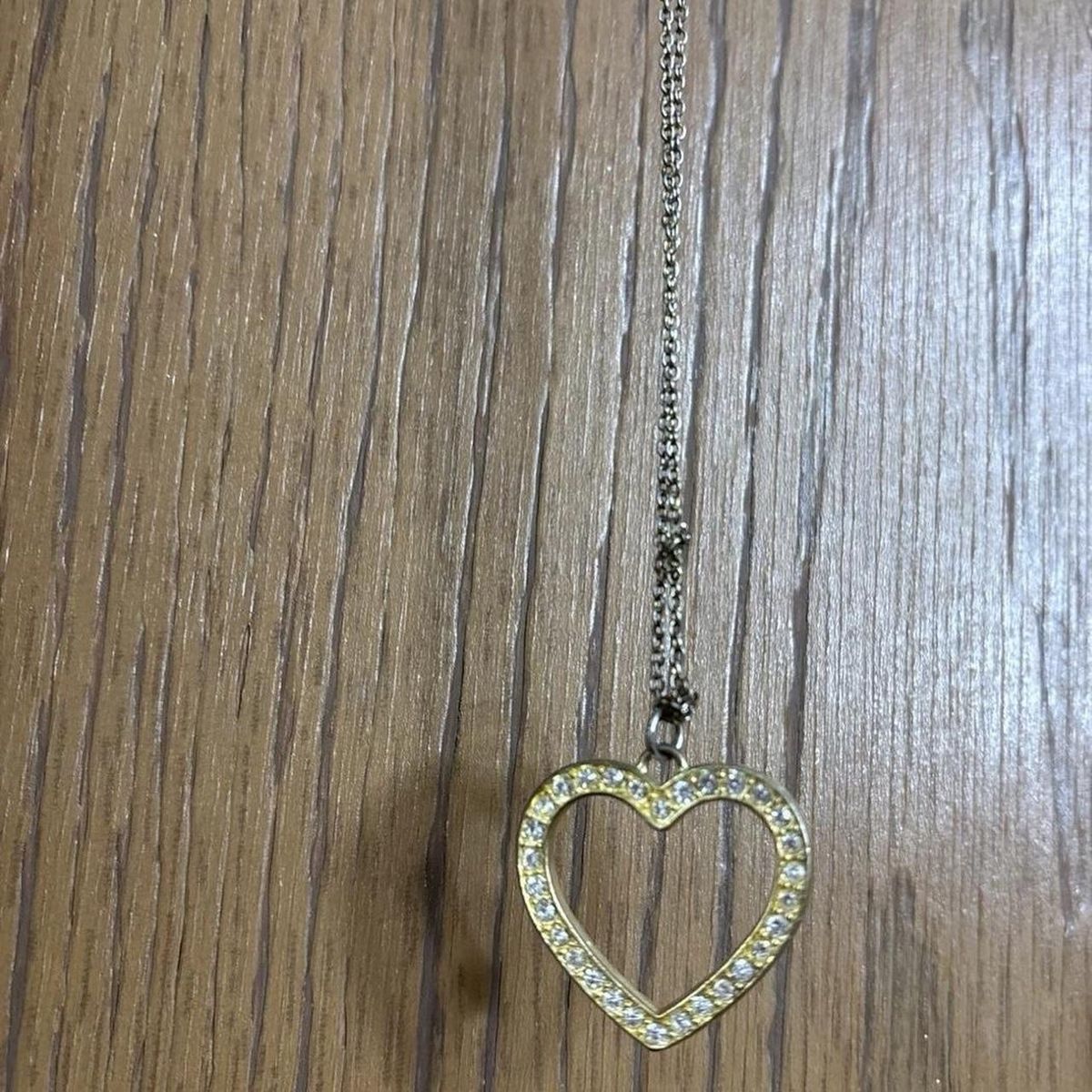 Heart Pendant Necklace with Rhinestones