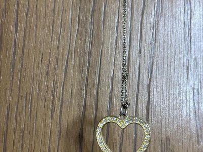 Heart Pendant Necklace with Rhinestones