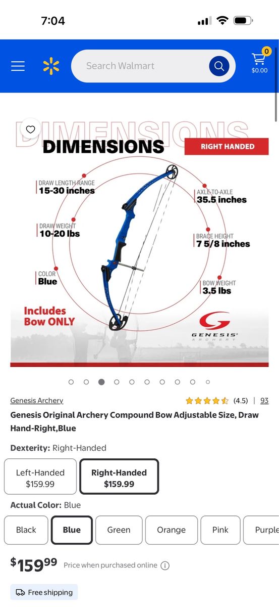 Genesis Original Archery Compound Bow - Blue, Right-Handed brand new still in box 