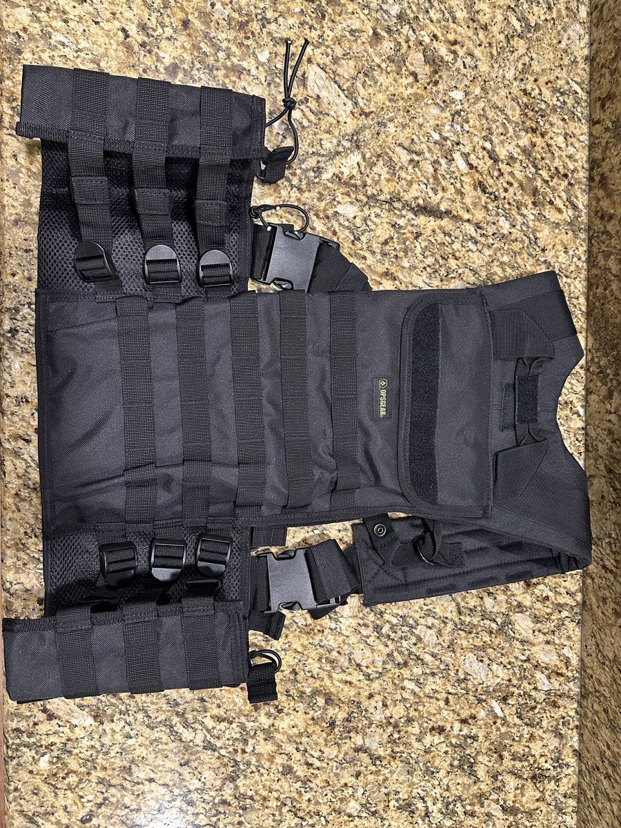 Military Tactical Gear Molle Chest Rig Vest - Black - Brand New