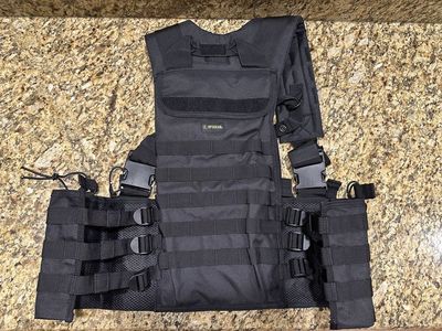 Military Tactical Gear Molle Chest Rig Vest - Black - Brand New