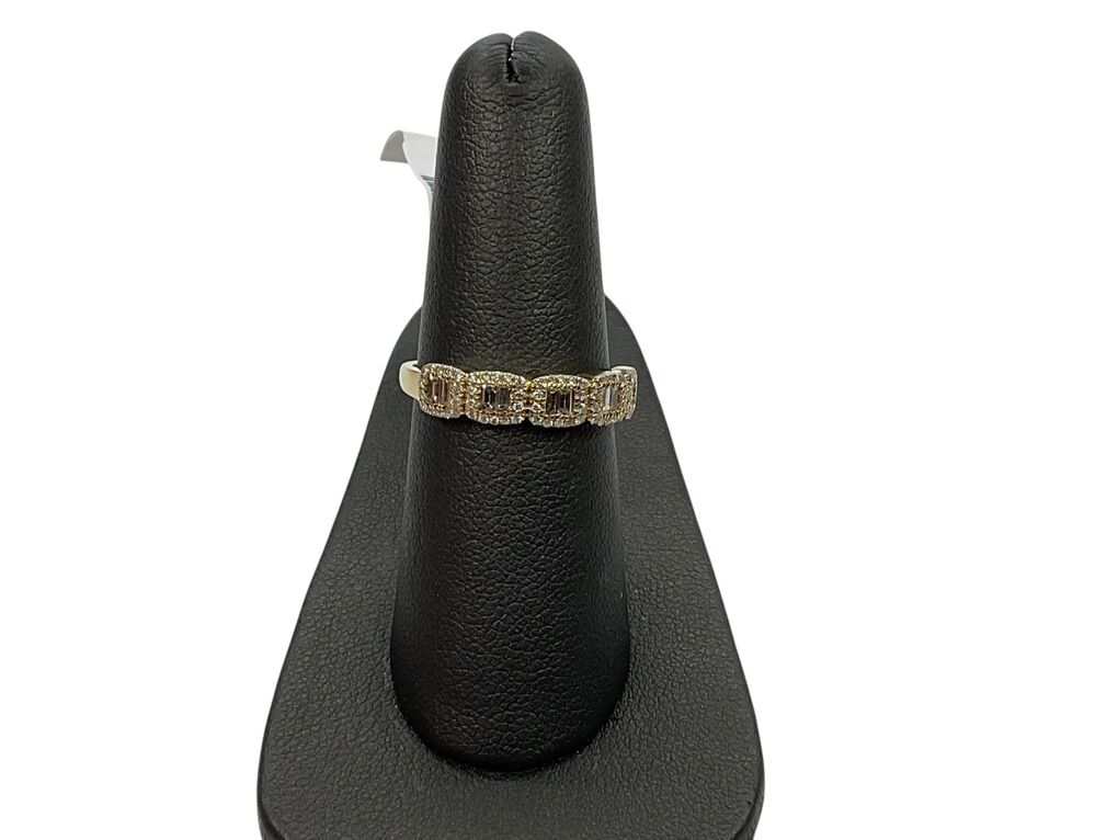 14k Yellow Gold Emerald Diamond Wedding Band Sz 7-E75007953