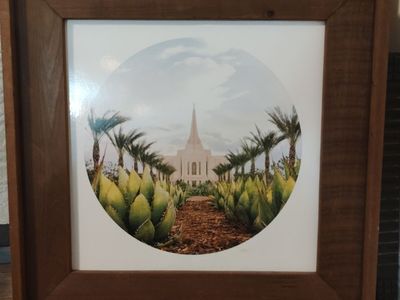 Framed Gilbert Desert Temple Art Print - Wooden Frame, Architectural Landscape Decor