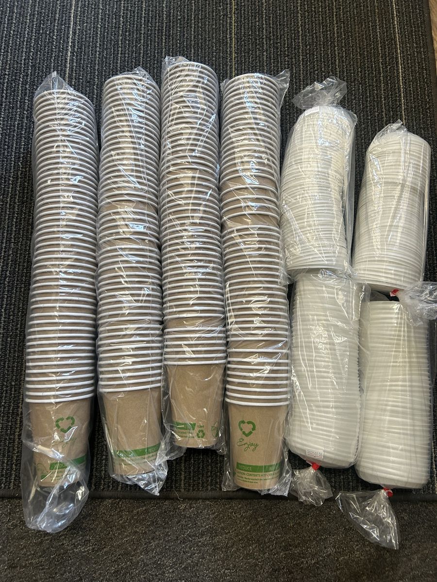 Disposable Kraft Paper Hot/Cold Cups with Lids - Eco-Friendly, 12oz, Bulk Pack